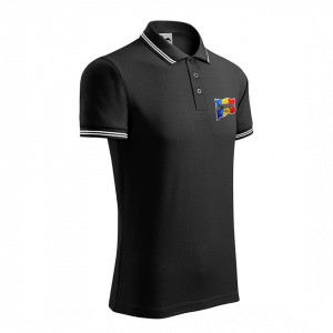 Tricou Polo L Barbatesc Negru Personalizat cu TRICOLOR si LUPUL DACIC