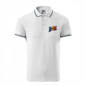 Tricou Polo M Barbatesc Alb Personalizat cu TRICOLOR si LUPUL DACIC