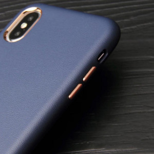 Carcasa iPhone XS Albastru - Piele PU