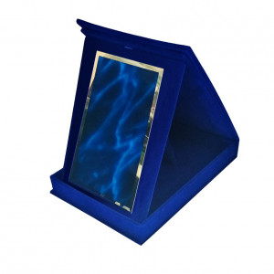 Plachetă Albastra Dreaptă Personalizată în Cutie de Catifea