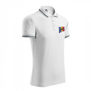 Tricou Polo M Barbatesc Alb Personalizat cu TRICOLOR si LUPUL DACIC