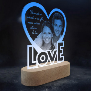 Veioza Love Albastra LED Personalizata