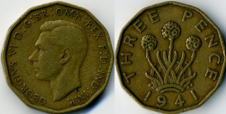 Anglia 1941 - 3 pence, circulata