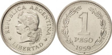 Argentina 1959 - 1 peso, circulata