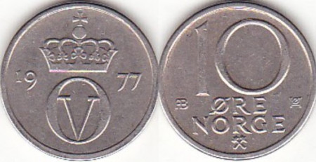 Norvegia 1977 - 10 ore, circulata