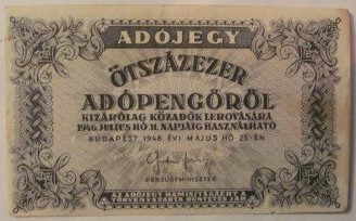 Ungaria 1946 - 500.000 adopengo, circulata - fara serie