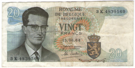Belgia 1964 - 20 franks, circulata