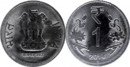 India 2014 - 1 rupee, circulata - „*” - Hyderabad