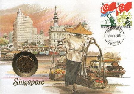 Singapore 1988 - FDC cu moneda 1 dollar, necirculata
