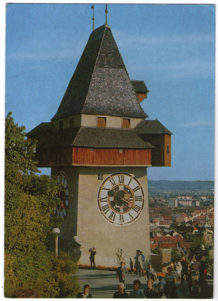 Austria 1993 - Graz, turnul cu ceas - vedere circulata