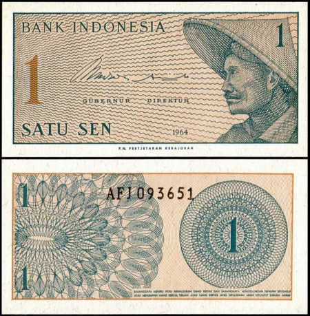 Indonezia 1964 - 1 sen, necirculata