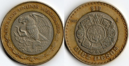 Mexic 2002 - 10 pesos, circulata
