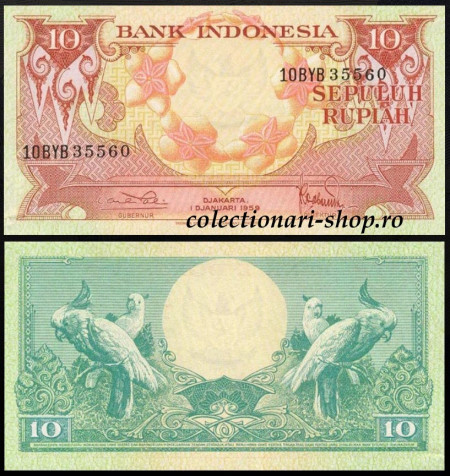 Indonezia 1959 - 10 rupiah, necirculata