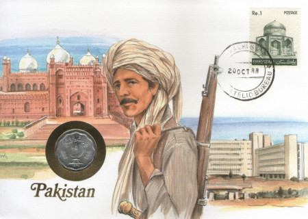 Pakistan 1974 - FDC cu moneda 10 paisa, necirculata