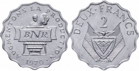 Rwanda 1970 - 2 francs, FAO - comemorativ