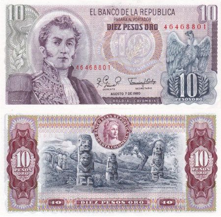 Columbia 1980 - 10 pesos, necirculata