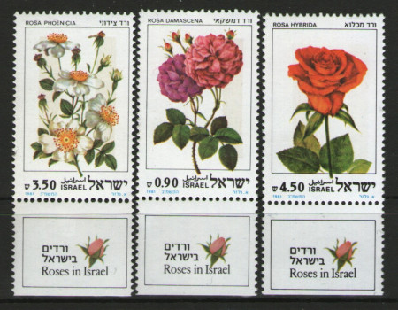 Israel 1981 - trandafiri, serie neuzata cu tabs