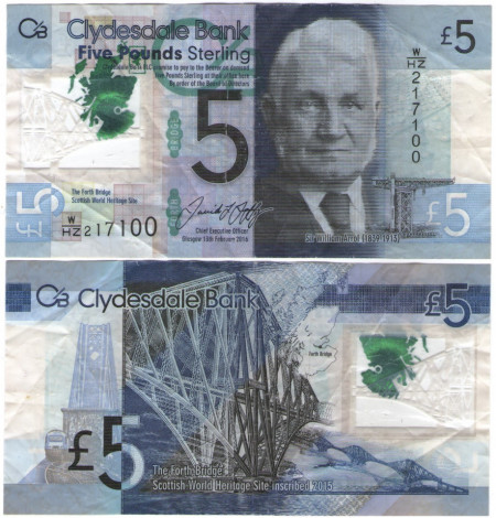 Scotia 2016(februarie) - 5 pounds, circulata