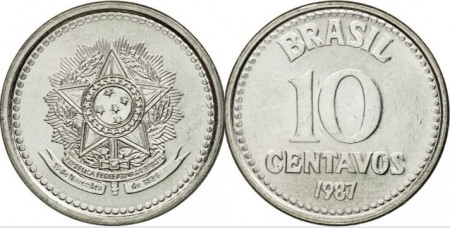 Brazilia 1987 - 10 centavos, circulata