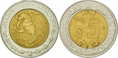 Mexic 2007 - 5 pesos, circulata