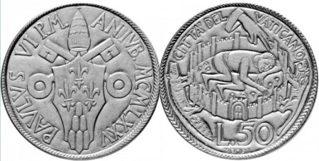 Vatican 1975 - 50 lire, necirculata - comemorativ