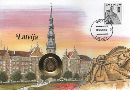 Letonia 1992 - FDC cu moneda 50 santimi, necirculata