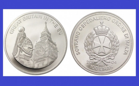 Malta 2004 - 100 lire, proof - Marea Britanie in UE