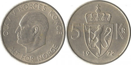 Norvegia 1972 - 5 kroner, circulata
