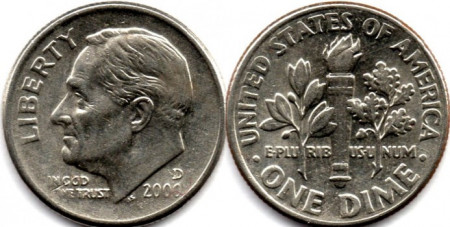 SUA 2000D - 10 cents, circulata