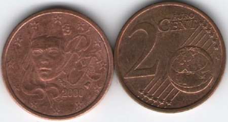 Franta 2000 - 2 eurocent, circulata