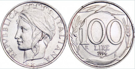 Italia 1994 - 100 lire, circulata