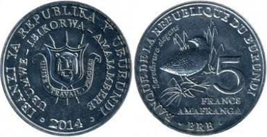 Burundi 2014e - 5 franci, necirculata