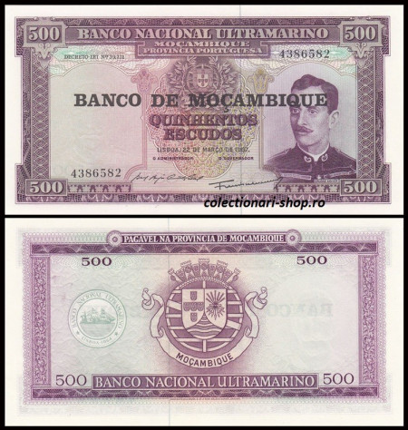 Mozambic 1967 - 500 escudos, necirculata