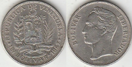 Venezuela 1967 - 1 bolivar, circulata