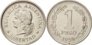Argentina 1959 - 1 peso, circulata