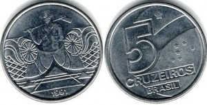 Brazilia 1991 - 5 cruzeiros, circulata