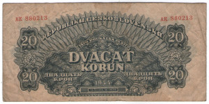 Cehoslovacia 1944 - 20 korun, circulata