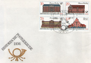 DDR 1987 - Oficii poștale istorice, serie pe FDC