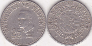Filipine 1980 - 25 sentimos, circulata
