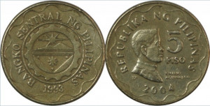 Filipine 2004 - 5 piso, circulata