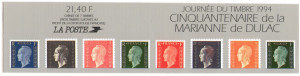 Franta 1994 - ziua marcii postale, 3 serii neuzate in carnet filatelic