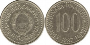 Iugoslavia 1987 - 100 dinari, circulata