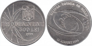 Romania 1999 - 500 lei, circulata, Eclipsa Totala de Soare