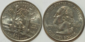 SUA 2001P - 25 cents, circulata - Vermont