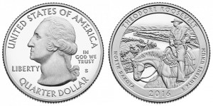 SUA 2016S - 25 cents, necirculata - North Dakota - Theodore Roosevelt