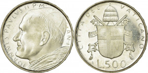 Vatican 1979 - 500 lire, circulata - argint