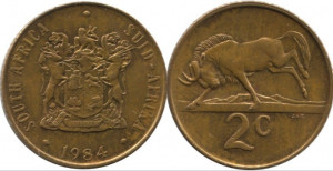 Africa de Sud 1984 - 2 cents, circulata