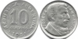 Argentina 1951 - 10 centavos, circulata