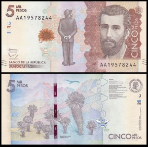 Columbia 2015 - 5000 pesos, necirculata