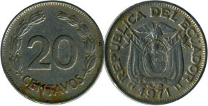 Ecuador 1971 - 20 centavos, circulata